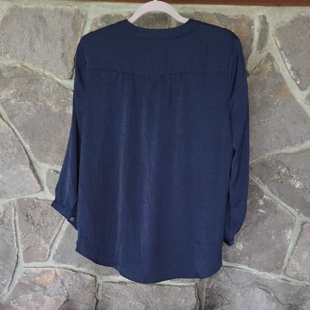 Vince Camuto Deep Blue V-Neck Blouse - Picture 3 of 4